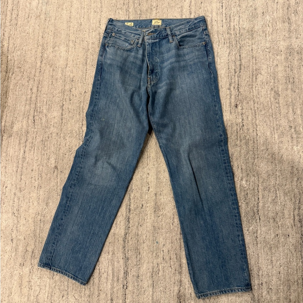 J. Crew Men's Straight Jeans in Deep Blue